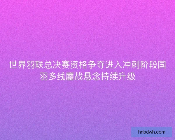 世界羽联总决赛资格争夺进入冲刺阶段国羽多线鏖战悬念持续升级