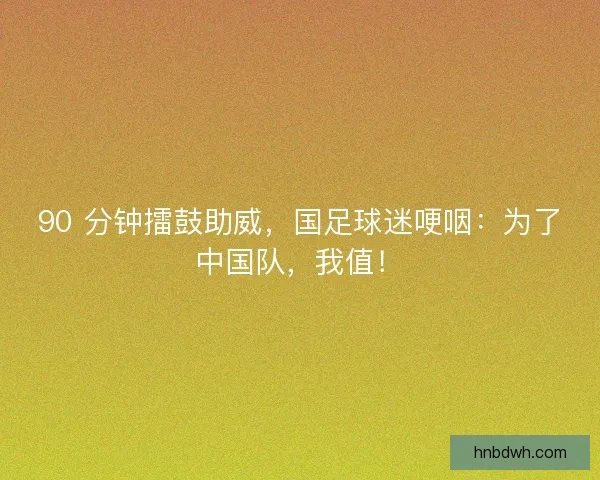 90 分钟擂鼓助威，国足球迷哽咽：为了中国队，我值！
